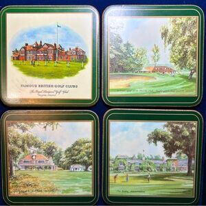 Pimpernel Famous British Golf Courses Coasters-David Wilcox-VINTAGE Set of Four